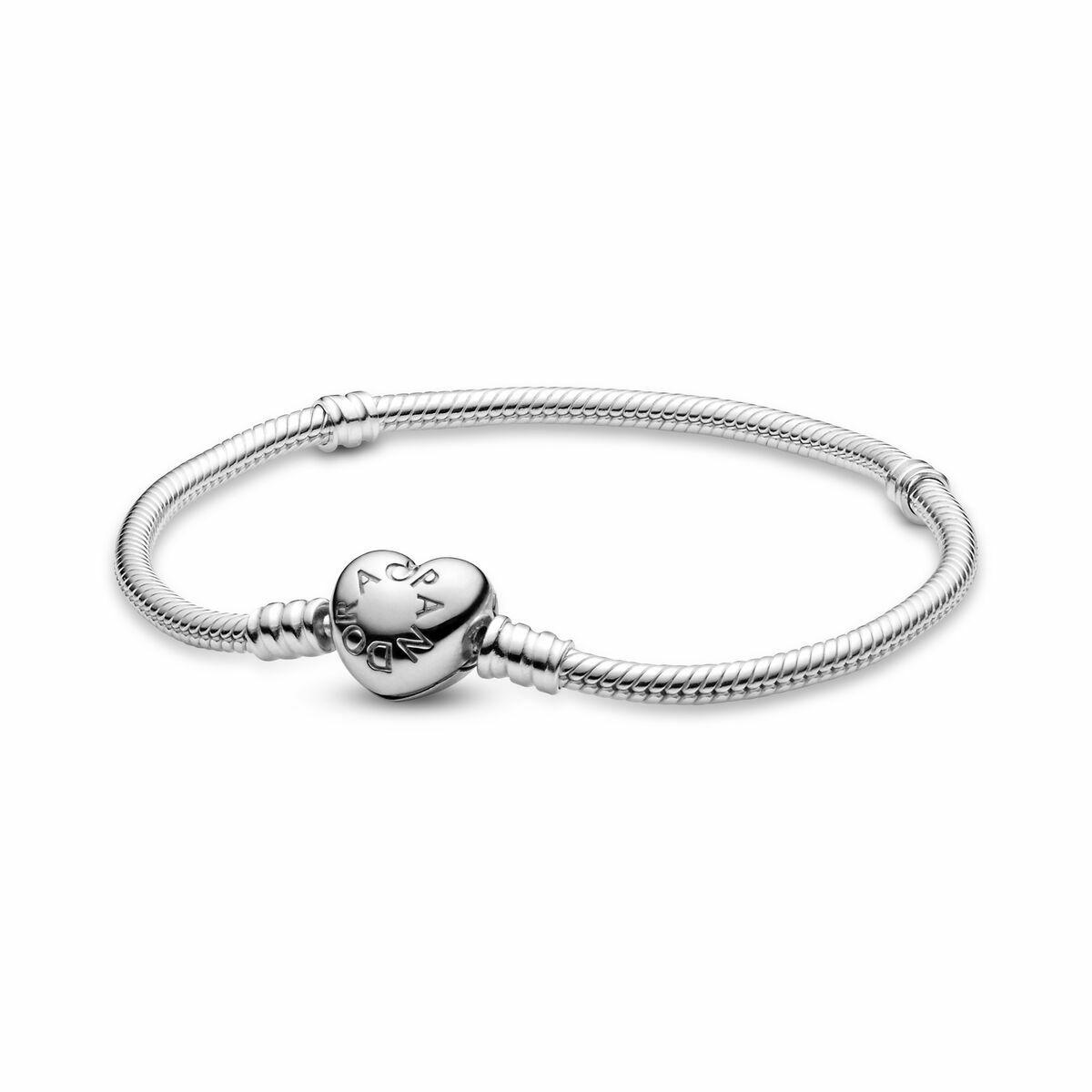 Armbånd til kvinder Pandora Heart Clasp Snake Chain - sterling sølv billede