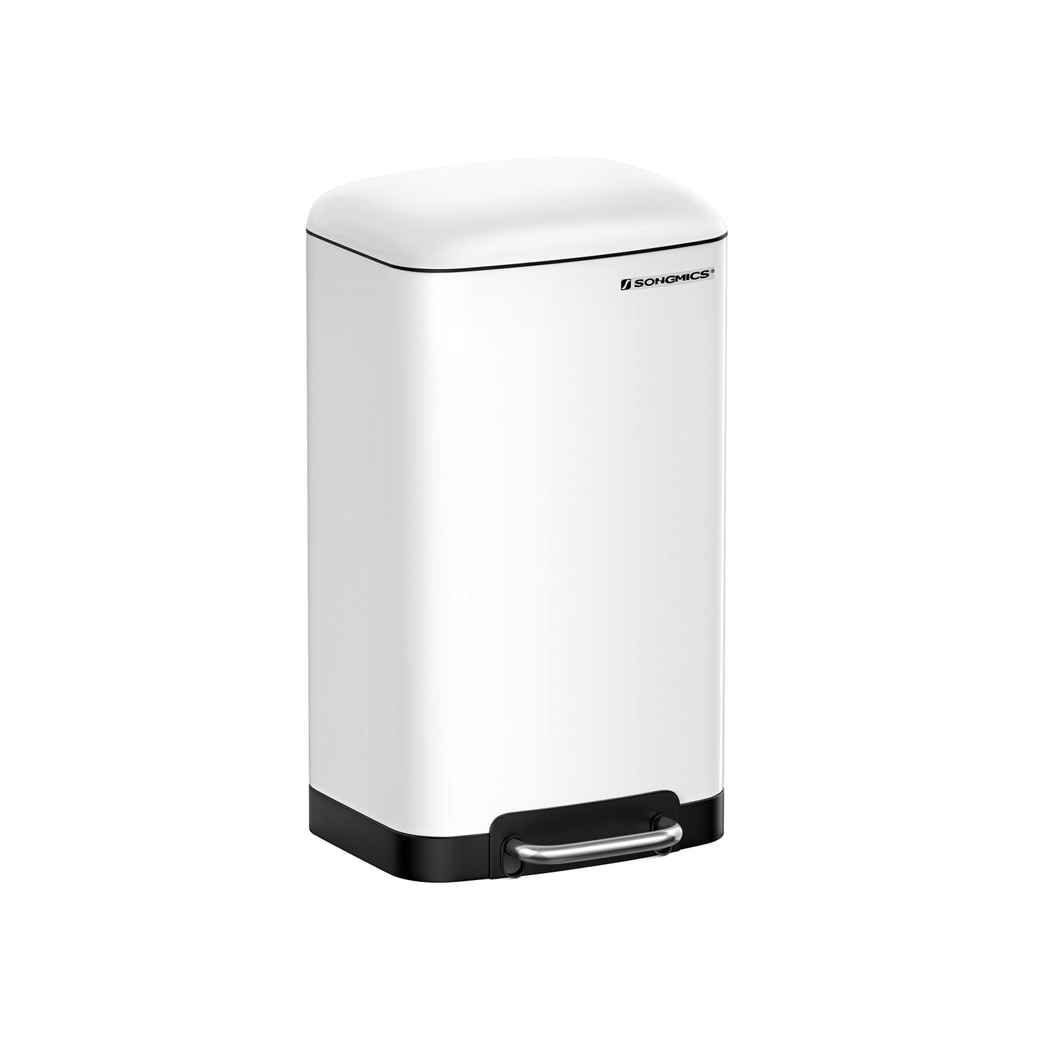 Skraldespand 30 l med pedal – SONGMICS, hvid, soft close