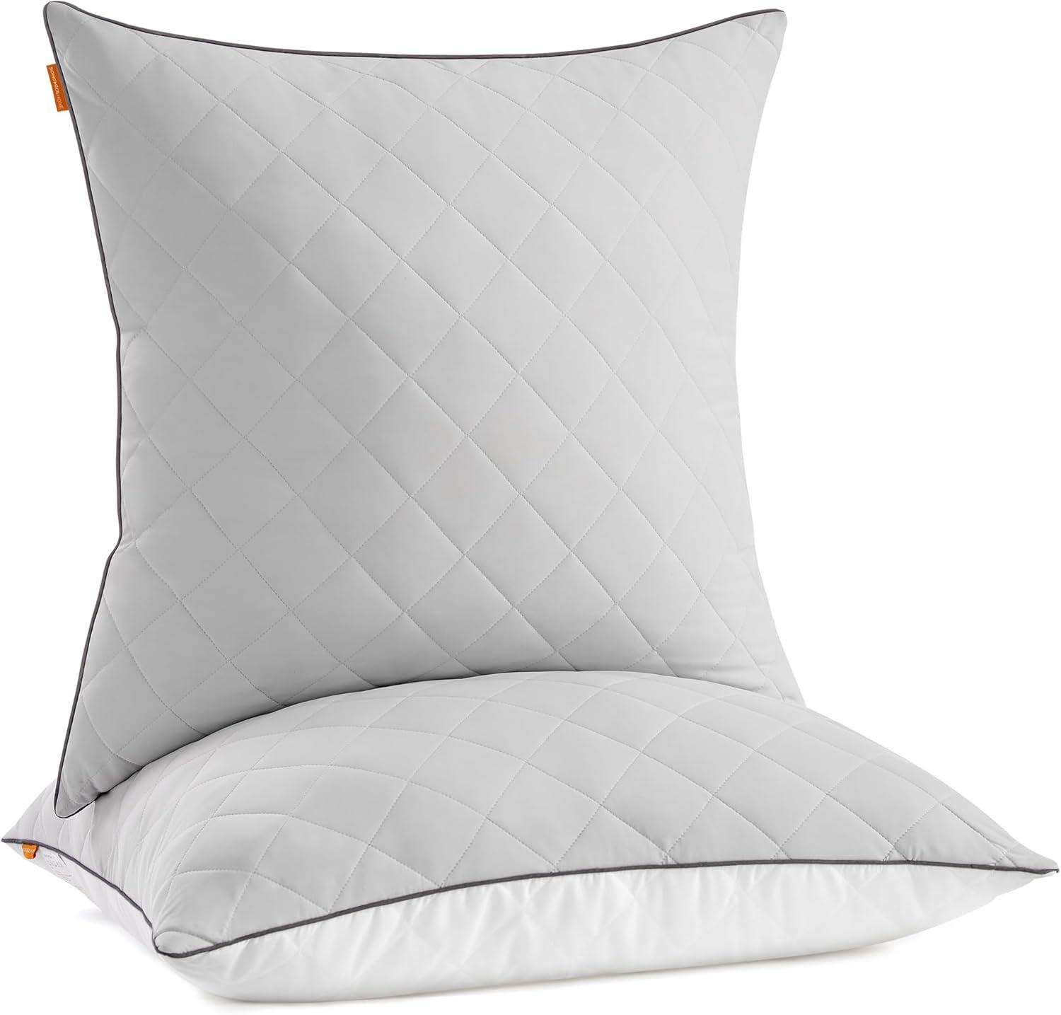 Hovedpuder 80 x 80 cm – SONGMICS HOME, vendbare, kølende blød overflade, 1.200 g fyld, sæt med 2, maskinvask, tørretumbling op til 60 °C, duegrå