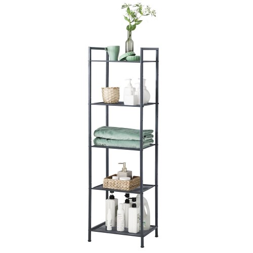 Reol metal med 5 hylder badeværelses- og køkkenreol, sort