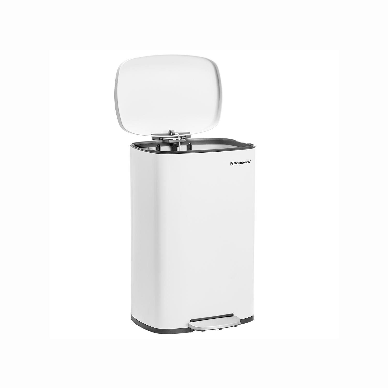 Skraldespand med pedal 50 l hvid, soft-close låg billede