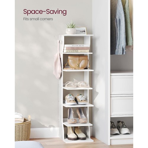 Skostativ smalt 7 niveauer hvid