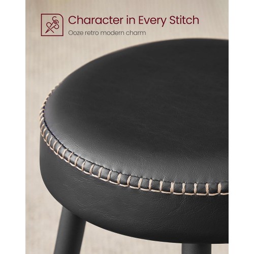 Barstole 2-pak Echo, syet kunstlæder, 76 cm, Simply Black