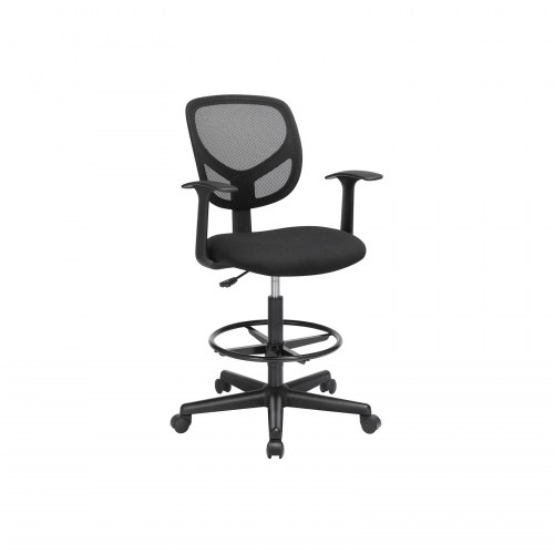 Kontorstol med fodring ergonomisk høj arbejdsstol, 55-75 cm, sort