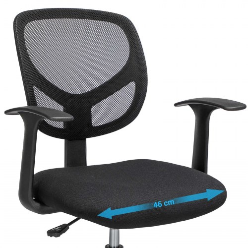 Kontorstol med fodring ergonomisk høj arbejdsstol, 55-75 cm, sort