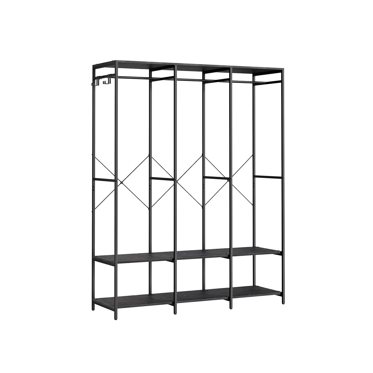 Åben garderobe med tøjstativ – SONGMICS, 40 × 141 × 180 cm, ibenholt-sort