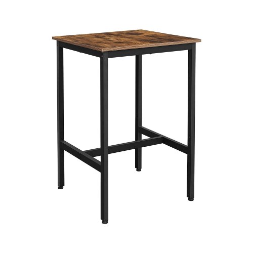 Barbord firkantet højt bord, 60 × 60 × 90 cm, industriel stil, rustik brun/sort