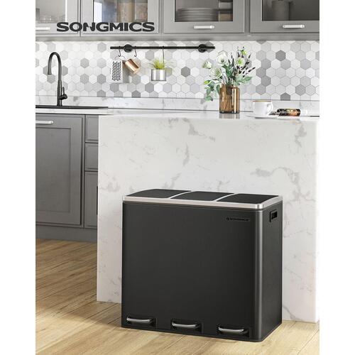 Skraldespand til affaldssortering 3 x 18 l – SONGMICS pedalspand, sort