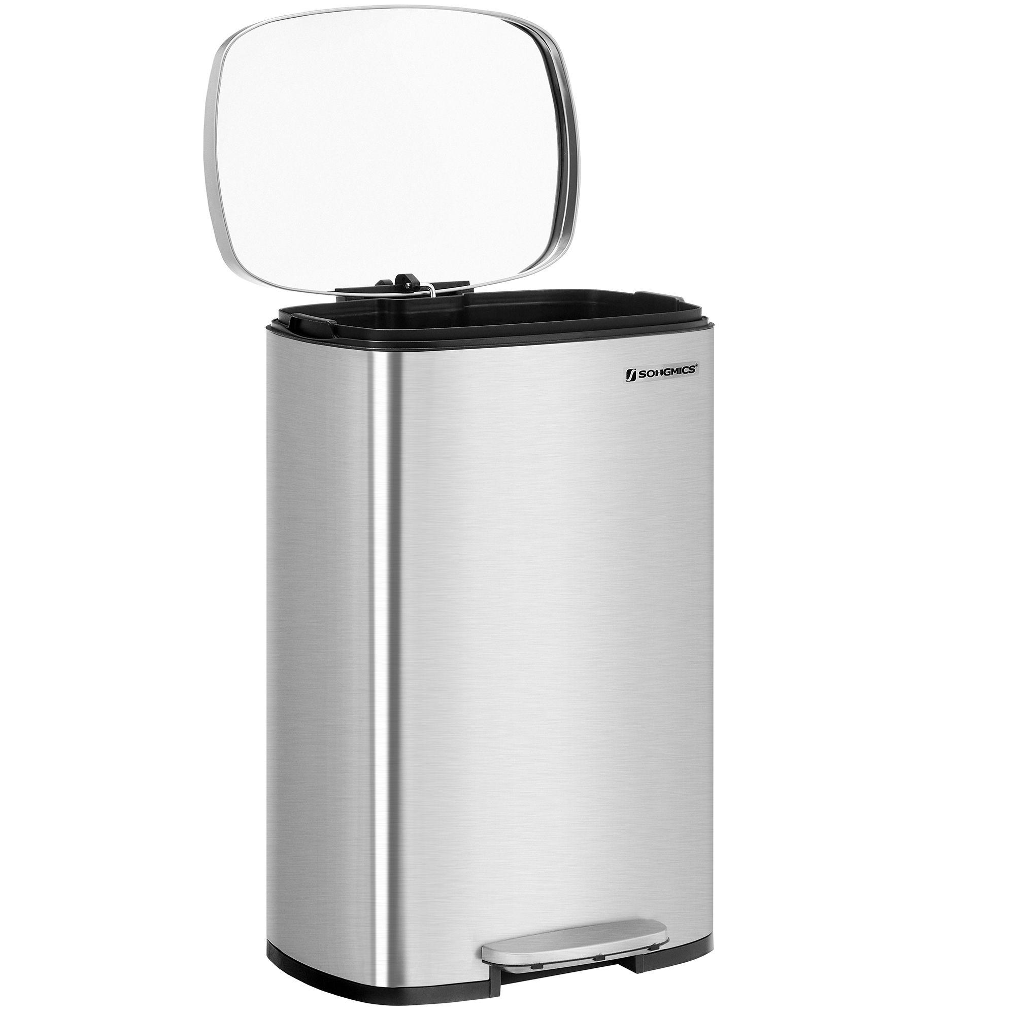 Skraldespand med pedal 50 l soft close, inderspand, sølv