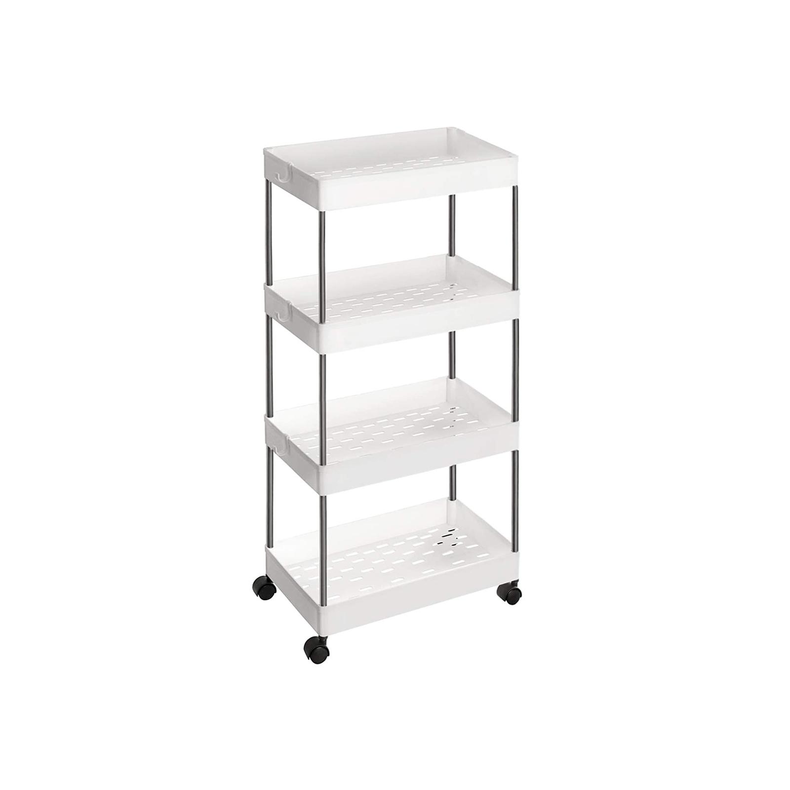 Rullebord med 4 hylder opbevaringsvogn, 40 × 22 × 86 cm, hvid billede