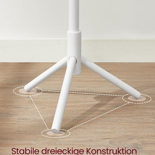 Stumtjener i træ med 8 knager – VASAGLE, hvid (RCR04WT)