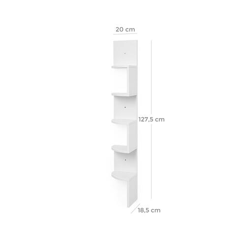 Hjørnehylde væghylde 5 niveauer – VASAGLE, zigzag design, hvid