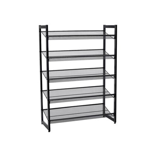 Skostativ metal 5 hylder – SONGMICS, justerbare net-hylder, sort