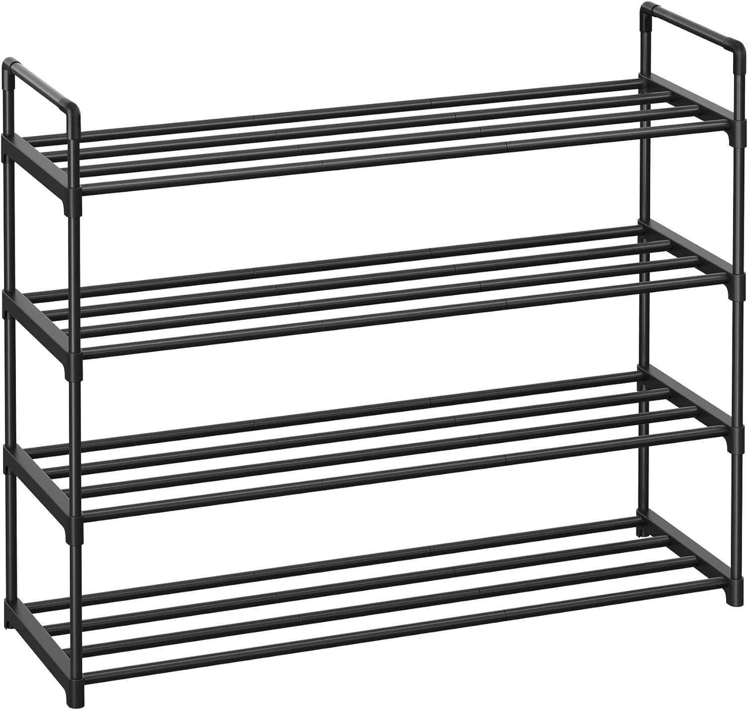 Skostativ 4 hylder metal, til ca. 20 par, sort (LSA14BK) billede