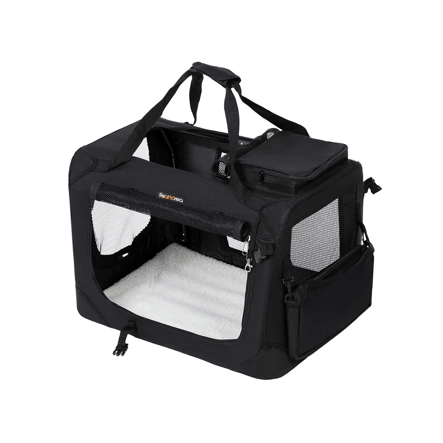 Transporttaske til hund - FEANDREA foldbar stof-transportkasse M, sort billede