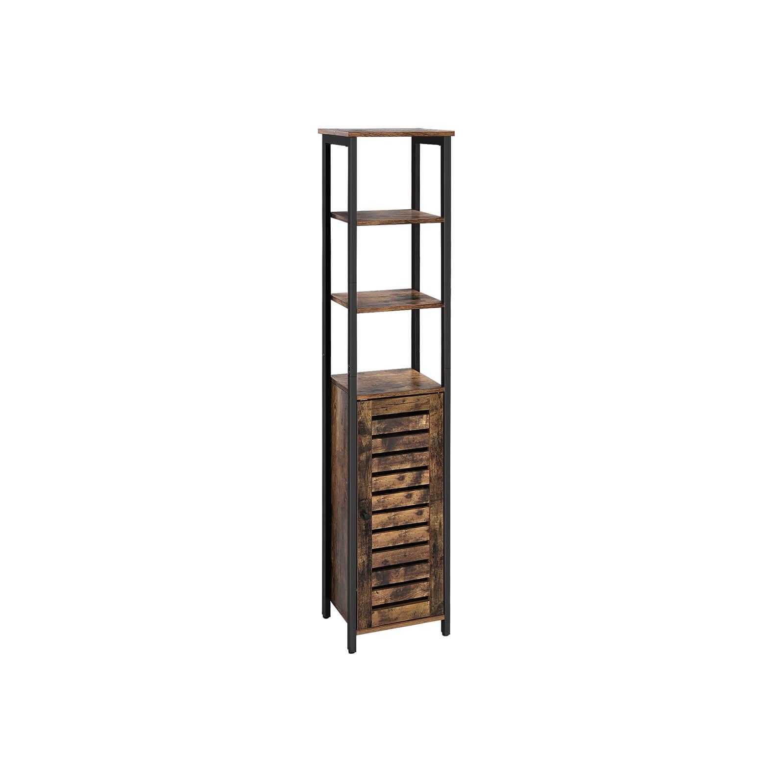 Opbevaringsskab med hylder smalt gulvstående skab 37 × 30 × 167 cm, rustik brun/Sort