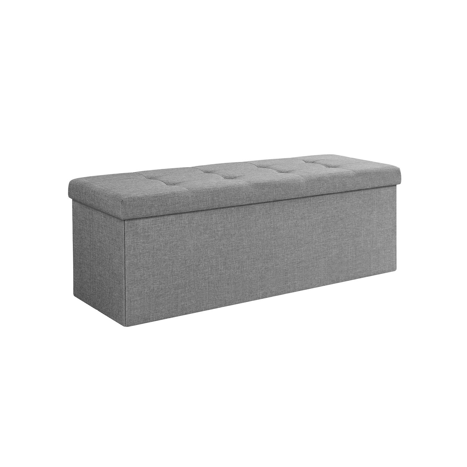 Opbevaringsbænk med låg – SONGMICS foldbar puf, 110 cm, lys grå