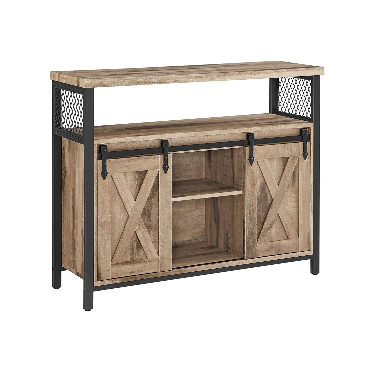 Opbevaringsskab sideboard til køkken – VASAGLE, 33×100×80 cm, natur/sort, LSC092B50