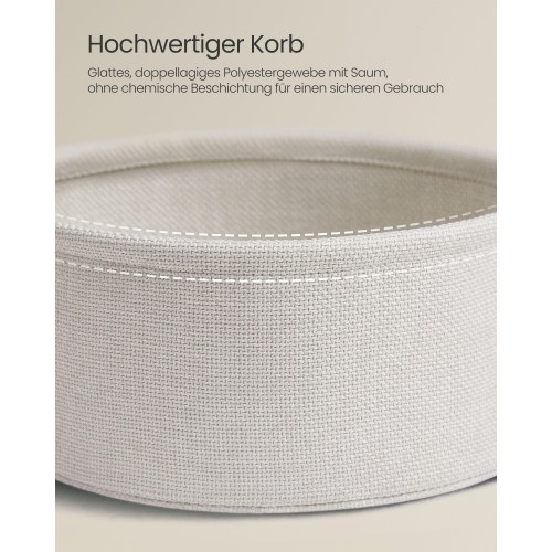 Rundt sidebord med stofkurv lille sofabord, cremehvid (LET223K67)