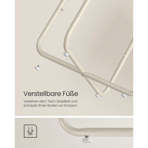 Rundt sidebord med stofkurv lille sofabord, cremehvid (LET223K67)