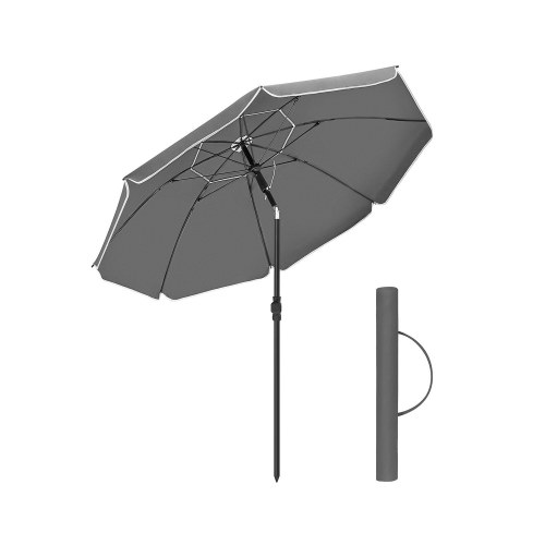 Parasol 2 m strandparasol med vippefunktion, UPF 50+, grå