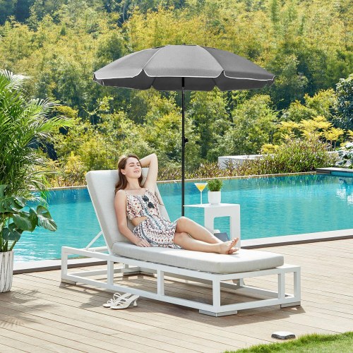 Parasol 2 m strandparasol med vippefunktion, UPF 50+, grå