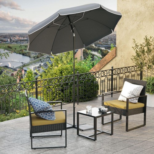 Parasol 2 m strandparasol med vippefunktion, UPF 50+, grå
