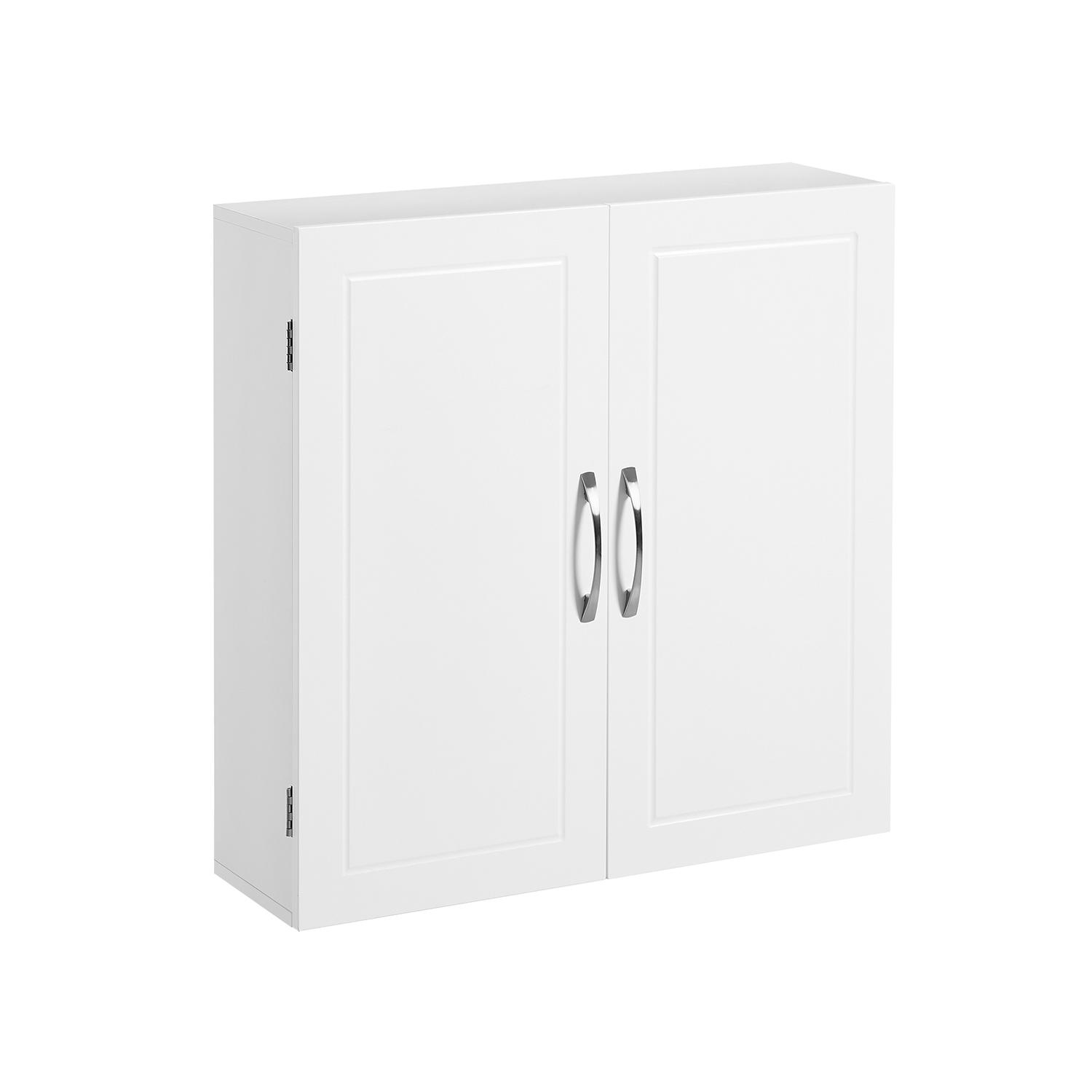 Vægskab – VASAGLE badeværelsesskab med dobbeltlåger, justerbare hylder, 60 × 18 × 60 cm, nordisk mat hvid