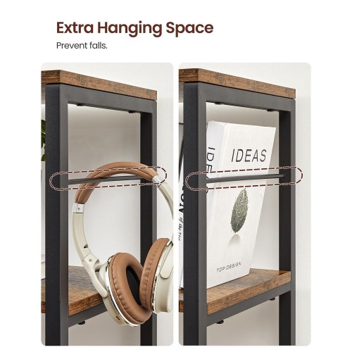 Bogreol 5 hylder – VASAGLE, vintage brun/sort, LLS114B01