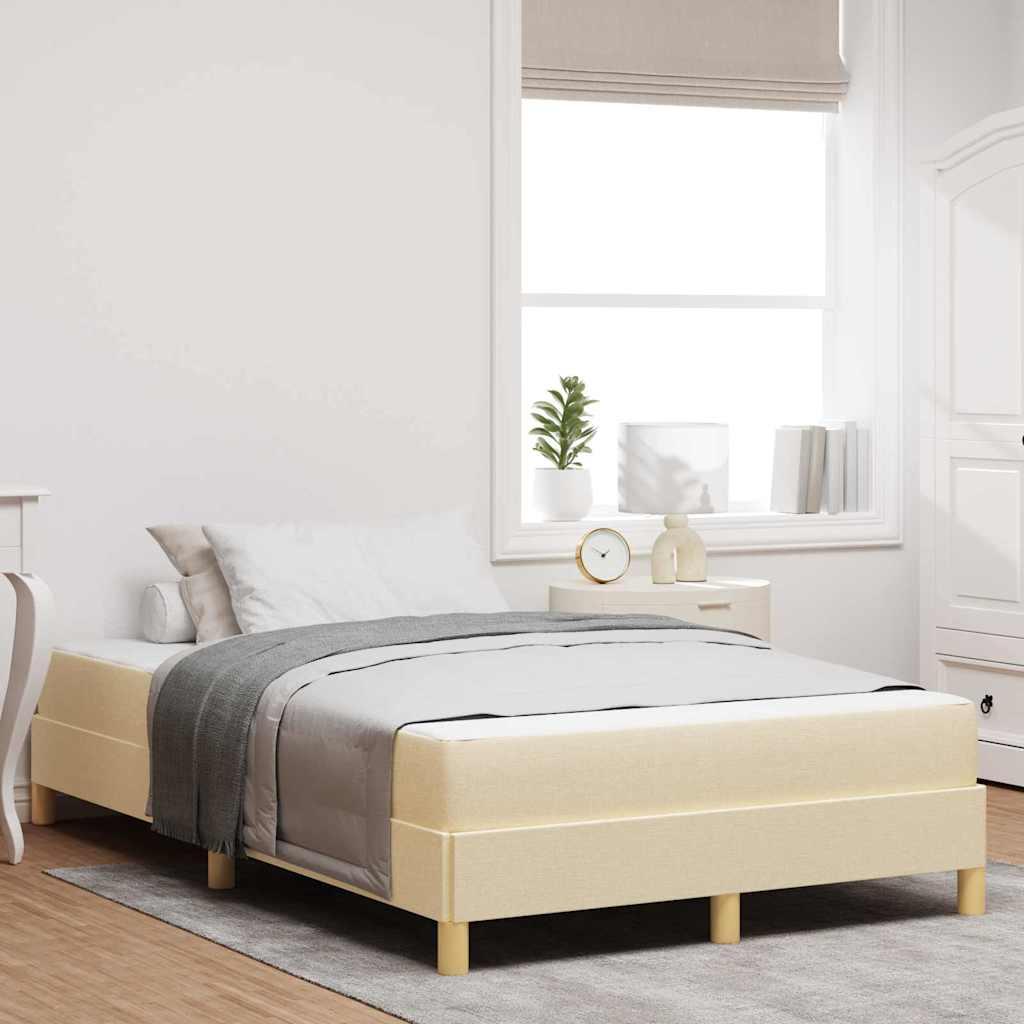 Kontinentalseng med madras Creme 120 x 190 cm Stof billede