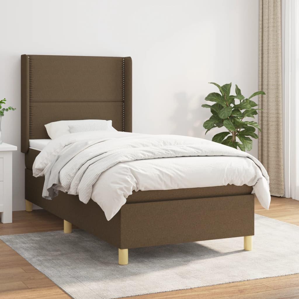 Kontinentalseng med madras 90x190 cm stof mørkebrun billede