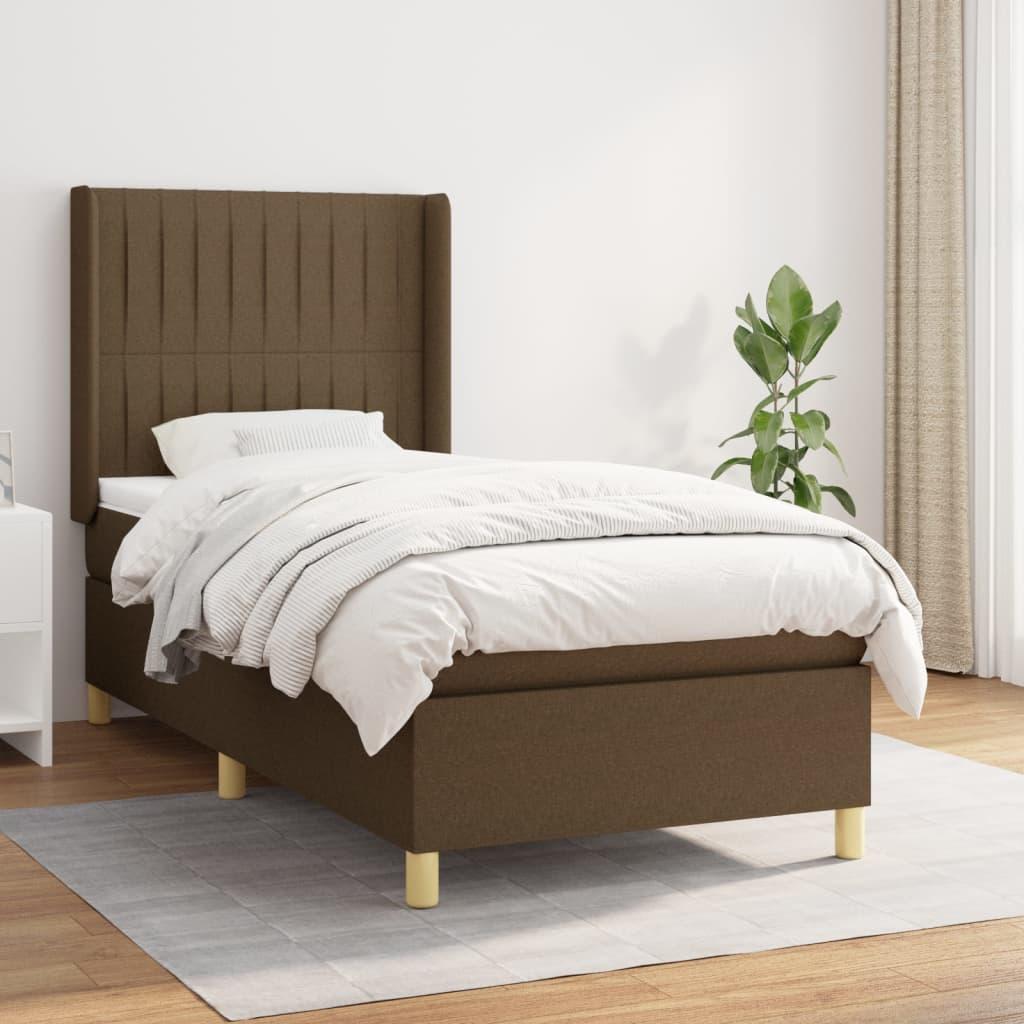Kontinentalseng med madras 90x190 cm stof mørkebrun billede