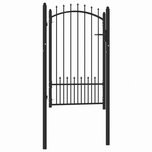 Hegnsportal med pigge Sort 100 x 150 cm Pulverlakeret Stål