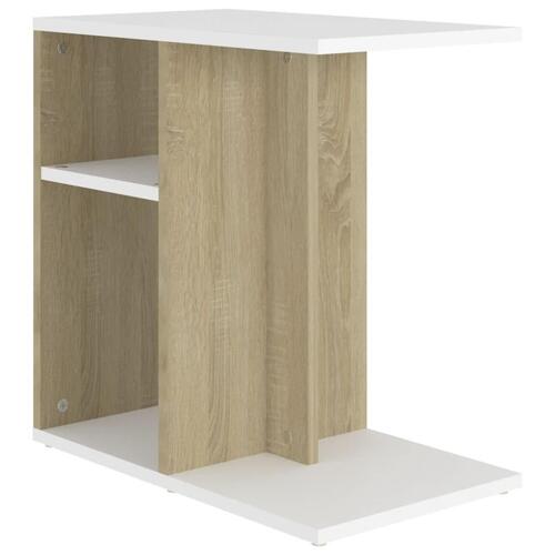 Sidebord 50x30x50 cm konstrueret træ hvid og egetræsfarvet