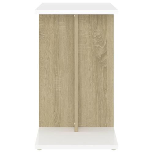 Sidebord 50x30x50 cm konstrueret træ hvid og egetræsfarvet