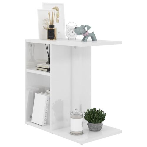 Sidebord 50x30x50 cm konstrueret træ hvid højglans