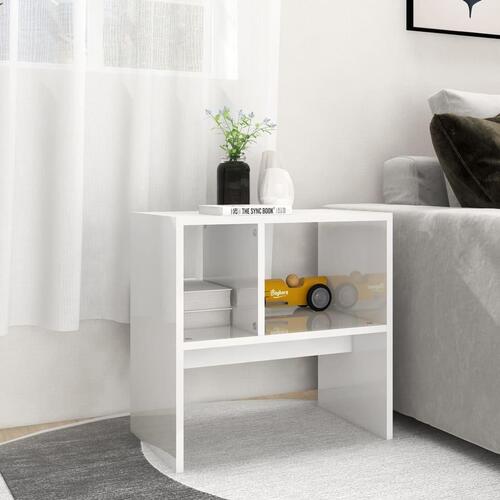 Sidebord 50x30x50 cm konstrueret træ hvid højglans