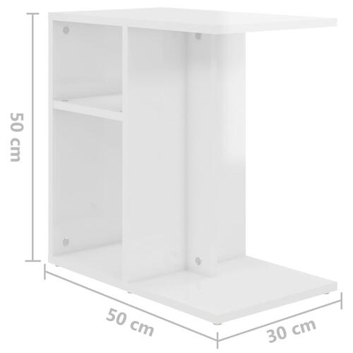 Sidebord 50x30x50 cm konstrueret træ hvid højglans