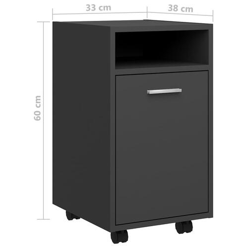 Sideskab med hjul 33x38x60 cm spånplade grå