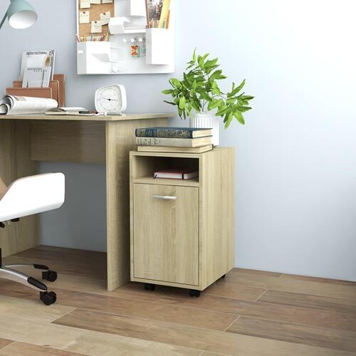 Sideskab med hjul 33x38x60 cm spånplade sonoma-eg