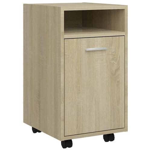 Sideskab med hjul 33x38x60 cm spånplade sonoma-eg