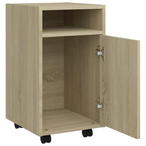 Sideskab med hjul 33x38x60 cm spånplade sonoma-eg
