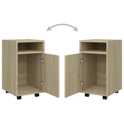 Sideskab med hjul 33x38x60 cm spånplade sonoma-eg