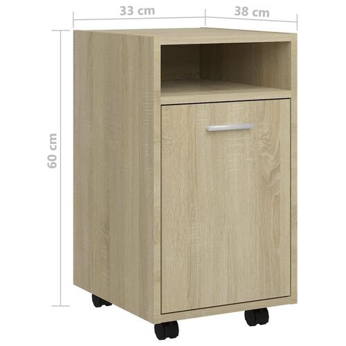 Sideskab med hjul 33x38x60 cm spånplade sonoma-eg