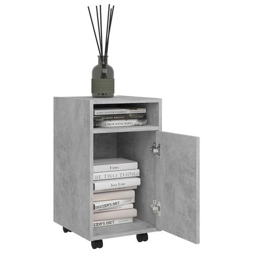 Sideskab med hjul 33x38x60 cm spånplade betongrå