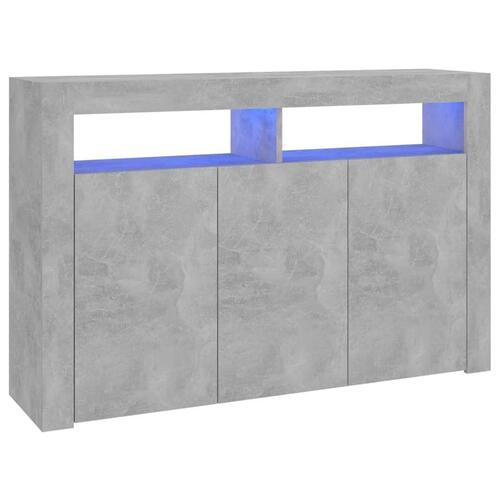 Skænk med LED-lys 115,5x30x75 cm betongrå