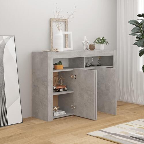 Skænk med LED-lys 115,5x30x75 cm betongrå