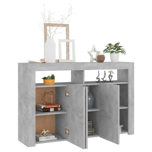 Skænk med LED-lys 115,5x30x75 cm betongrå