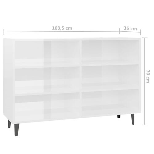 Skænk 103,5x35x70 cm konstrueret træ hvid højglans