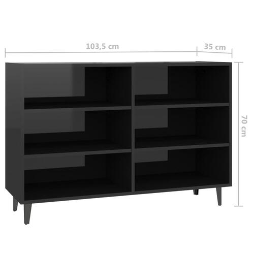 Skænk 103,5x35x70 cm spånplade sort højglans